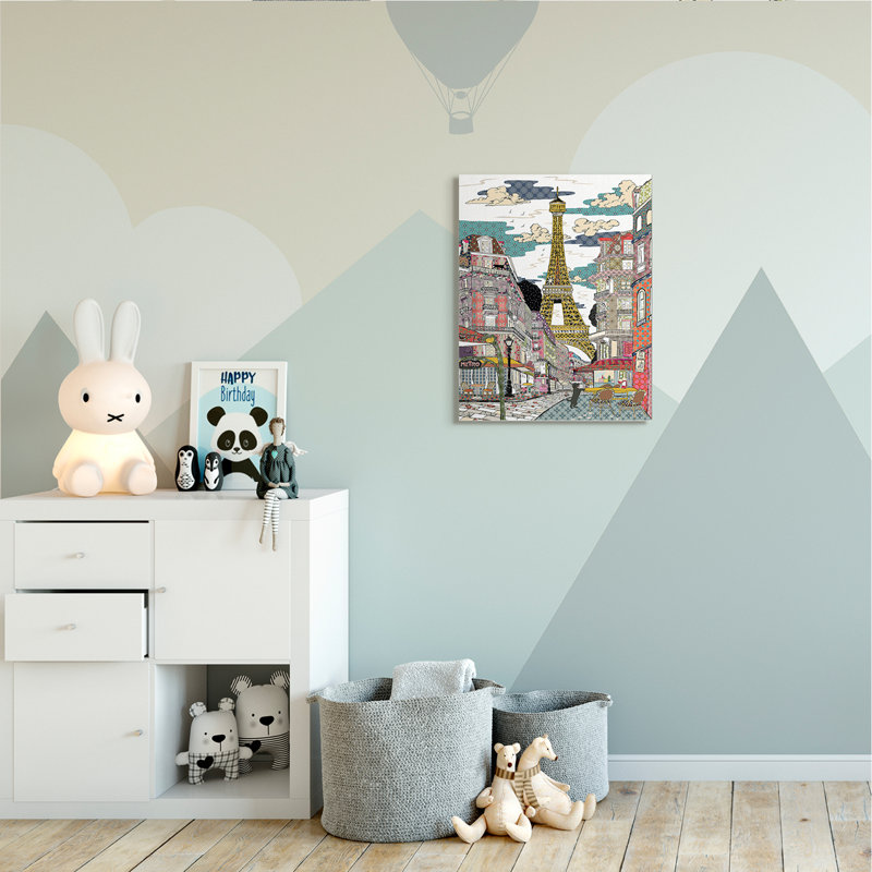 Christifère Christifer, patchwork de Paris, Toile tendue, H 30 po x l 24 po x P 1,5 po