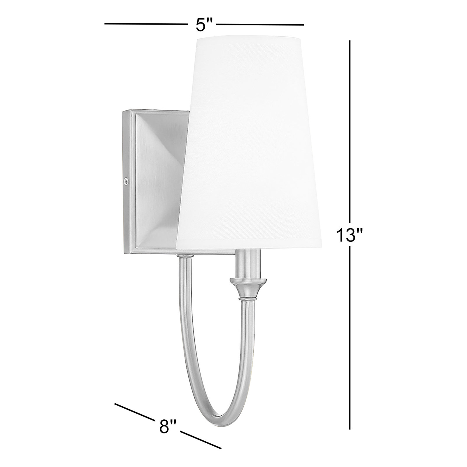 Alata Single Light Dimmable Armed Sconce, Polished Nickel
