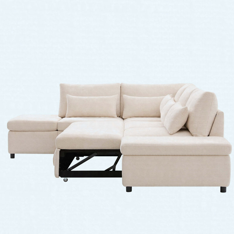 Canapé-lit modulaire en L 107 po avec repose-pieds escamotable et rangement
