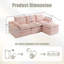 Canapé modulaire en L compressé modulaire en L recouvert de velours côtelé rembourré avec dossier sans repose-pieds, trois coussins et deux coussins lombaires, coussins de siège amovibles-1013867385