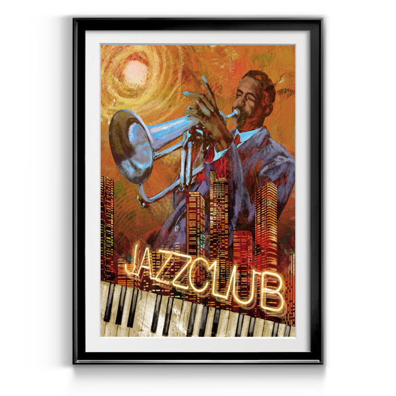 Jazz Club - Reproduction d'art sur papier encadré, Noir, H 26,5 po x l 36,5 po x P 1,5 po