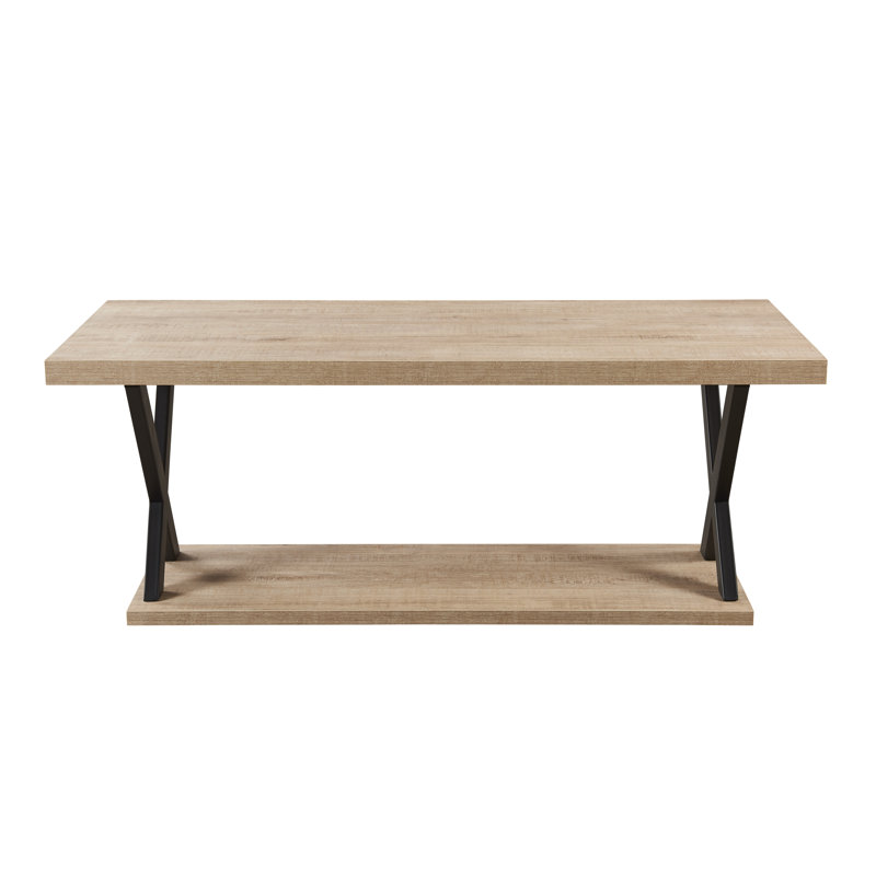 Table basse avec tablette de rangement Arether, Gris chiné