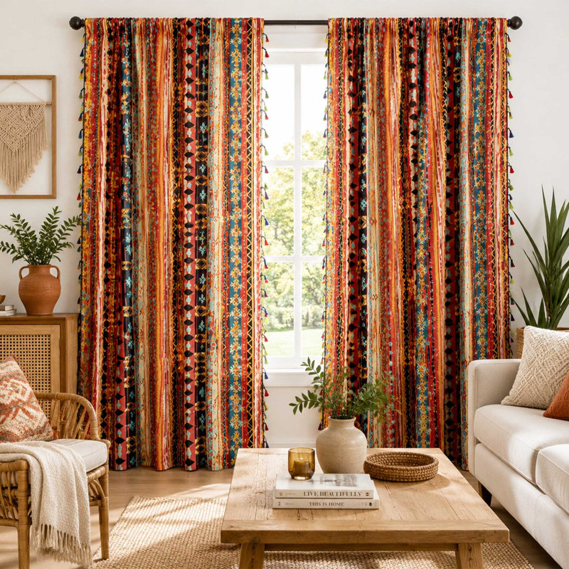 Ensemble de rideaux Boho