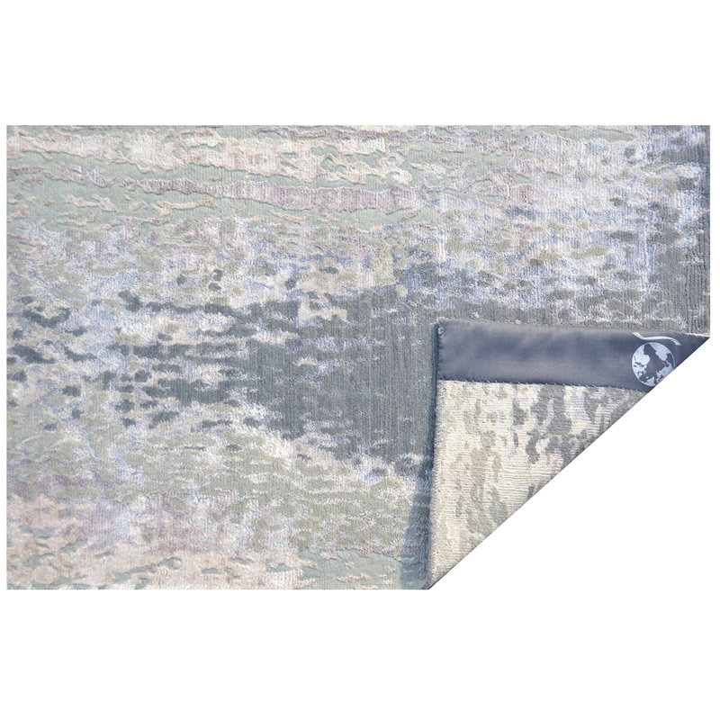 Handmade Silk and Wool Abstract Area Rug, Rectangle 8' x 10'