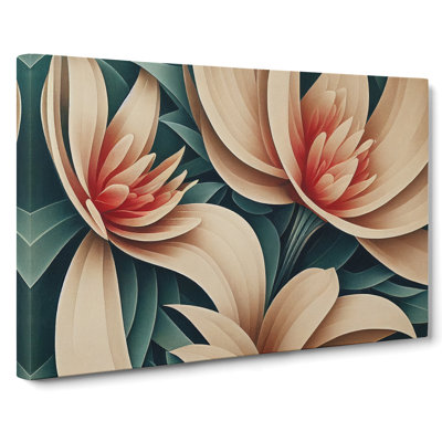 Gorgeous Flowers Art Deco - Wrapped Canvas Print