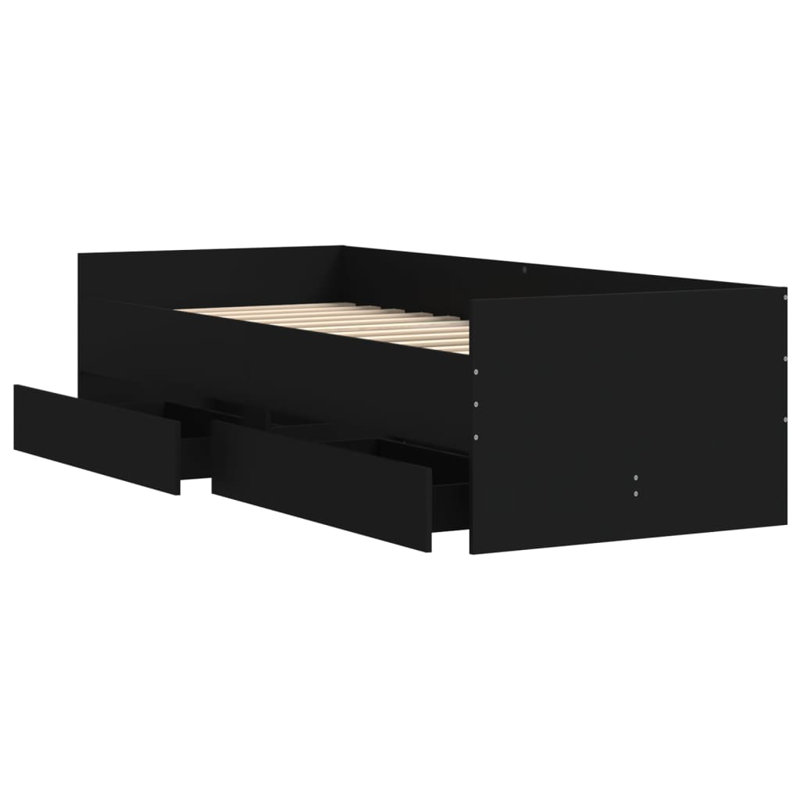 Nikash Bed, Black, Single ( 90 x 190 cm)