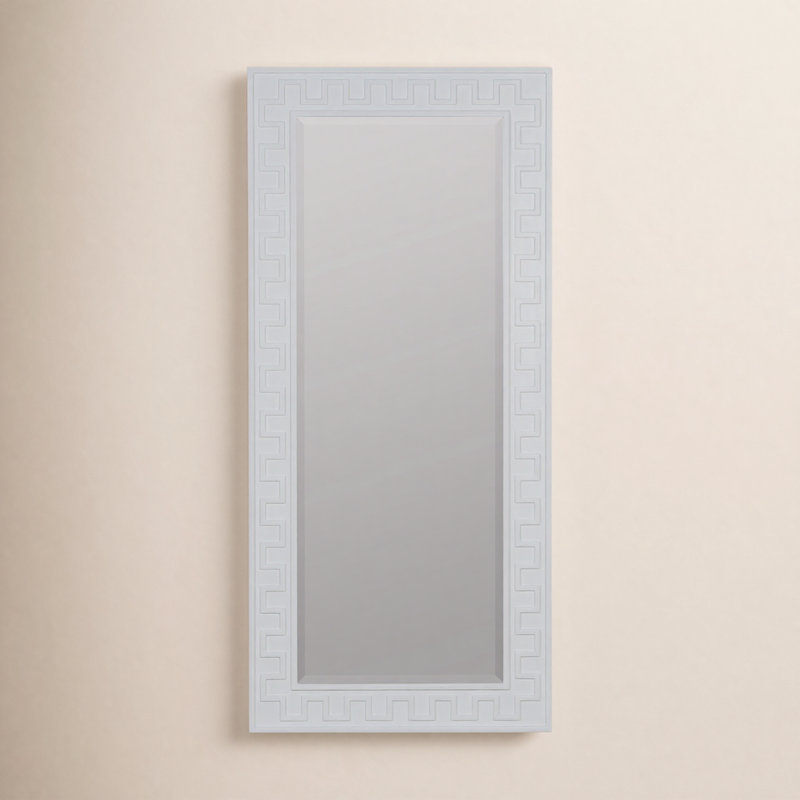 Greek Key Full Length Mirror by Erin Gates, White