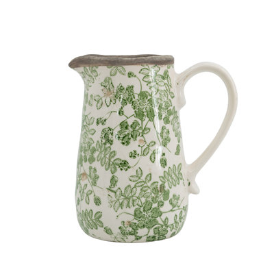 Pichet à fleurs - vert / blanc