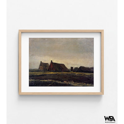 «Farmhouse Near Hoogeveen» par Vincent Van Gogh, reproduction de peinture à l'huile de campagne, décor de paysage rustique, ferme, reproduction d'art, Van Gogh, reproduction d'art