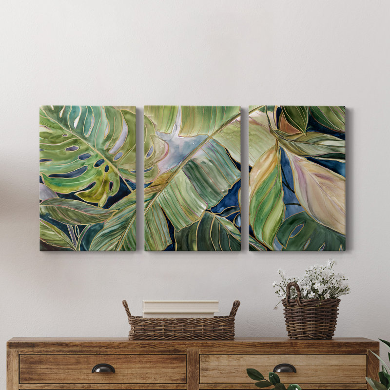 Sun Tipped Tropicals - Ensemble de 3 reproductions sur toiles tendues, H 48 po x l 96 po x P 1 po