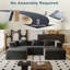 Canapé modulaire gris avec assise profonde - conception désossée, mousse à mémoire de forme haute densité, aucun assemblage requis (3 sièges + 2 repose-pieds)-255230129-255190273