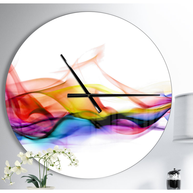 Fumée abstraite - horloge ronde abstraite en métal, Moyen