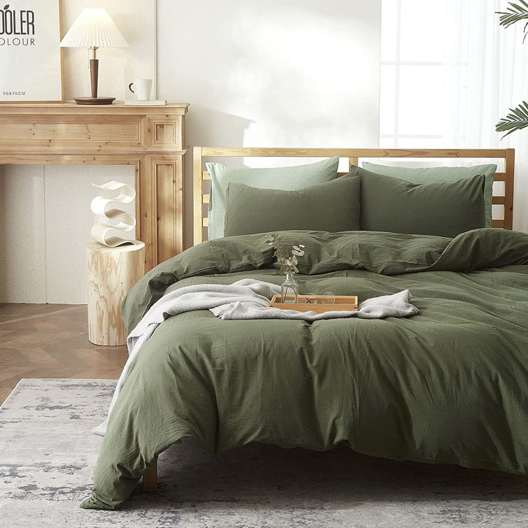 SR-HOME Cotton Duvet Cover Queen Green Floral Bedding Sets 100% T-Shirt  Cotton - Wayfair Canada