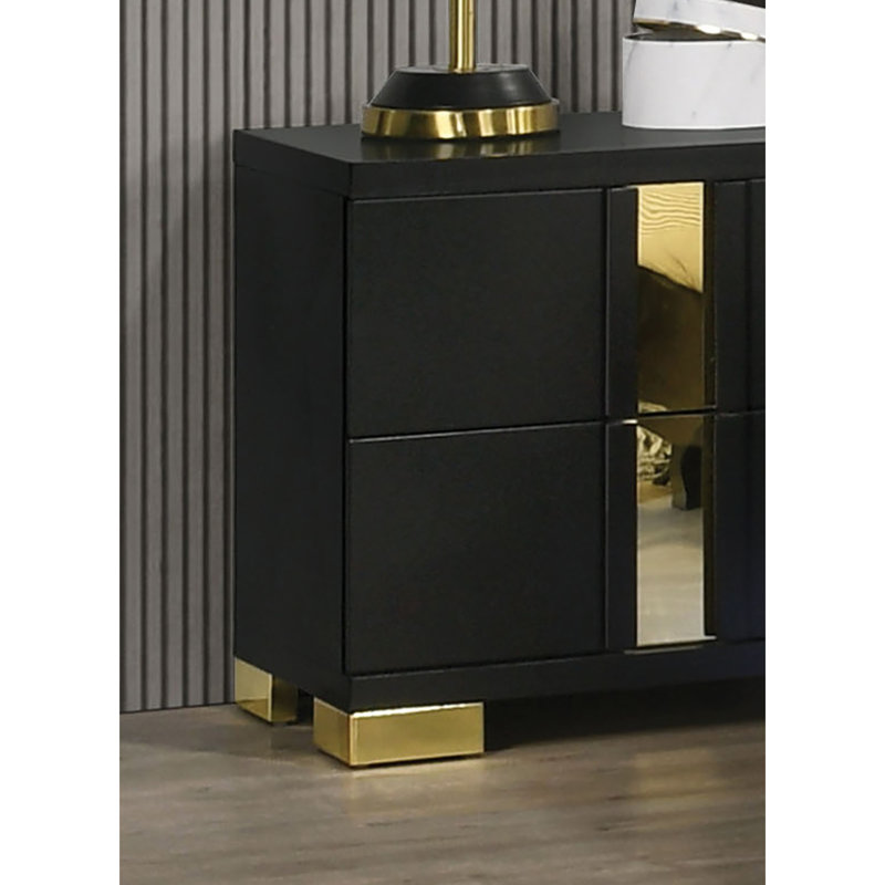 Table de chevet dorée 1pc, Noir