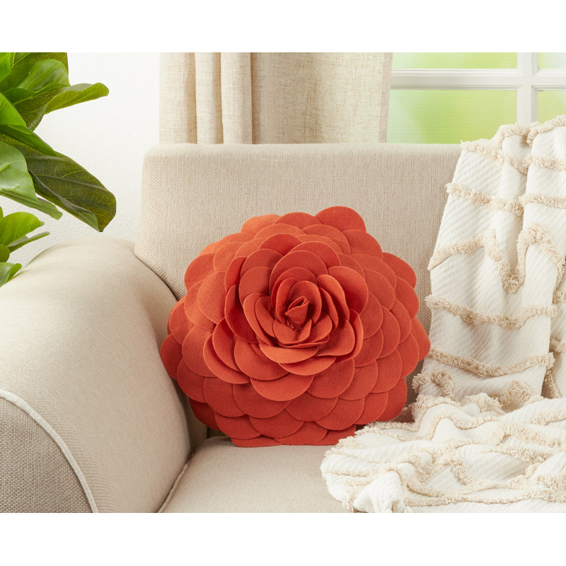 Felt Collection Appliqued Throw Pillow, Terracotta, 16" H x 16" W