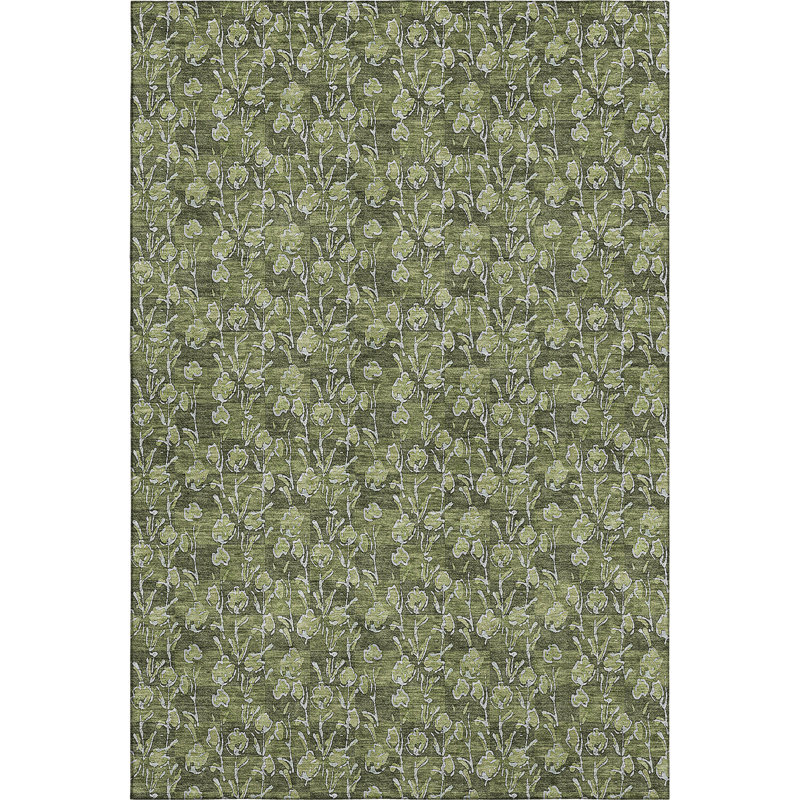 Premium Machine Washable Prisco Olive Rug, Rectangle 2'6" x 3'10"