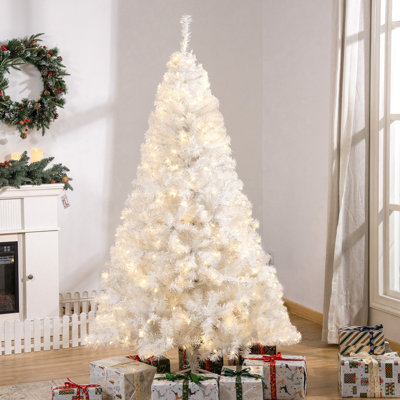 6' Tall Prelit Christmas Tree Douglas Fir Artificial Christmas Tree With Realistic Branches, 250 Warm  LED Lights And 1000 Tips