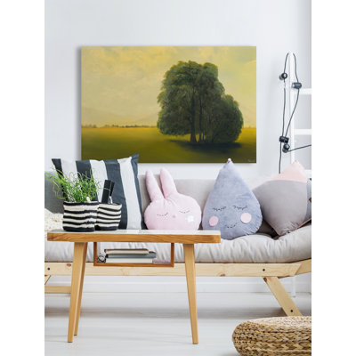 Green Fields and Lone Tree 1 Piece Wrapped Canvas Painting