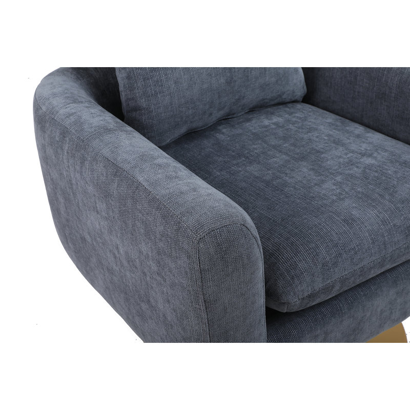 360-Degree Swivel Accent Chair with a Pillow, Blue Gray Linen