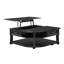 Table basse de style classique gris anthracite avec plateau relevable et tablettes de rangement