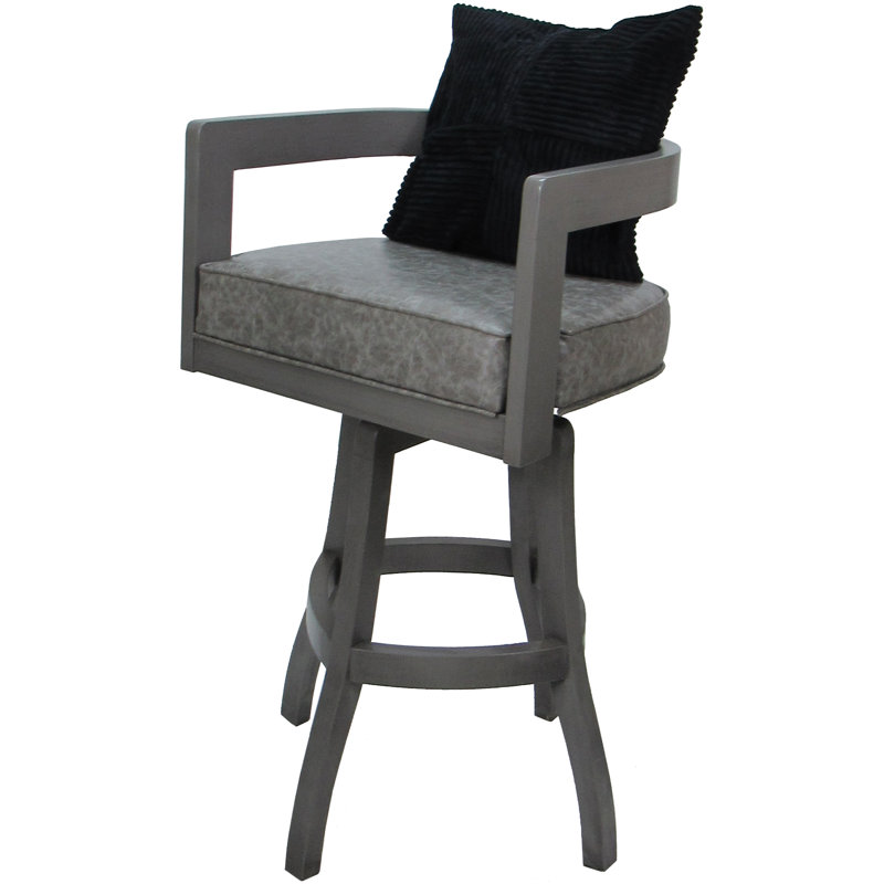 Vinyle gris marbre Halke - coussin noir, Gris / vinyle noir / cadre gris