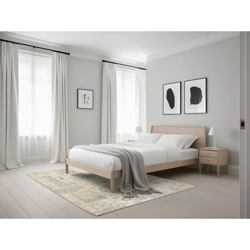 Tapis contemporain gris / beige, Rectangle 5 pi x 7 pi