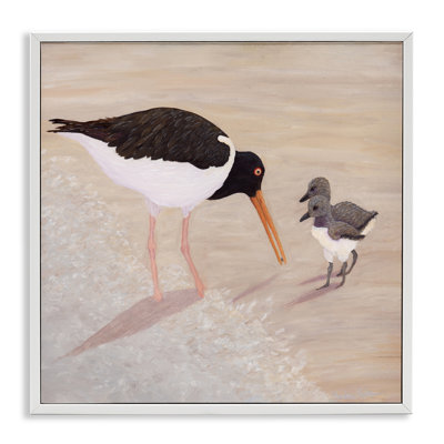 American Oyster Catcher & Chicks Framed Giclee, design by Barbara Fallenbaum