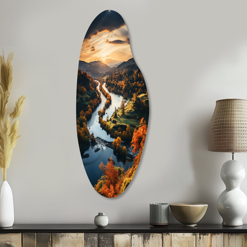 «Hanifa Forest Autumn in the USA II», art mural asymétrique en forme de forêt, H 38 po x l 15 po