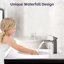 Robinet de lavabo pour salle de bain - Poignée simple en nickel brossé avec trop-plein et bonde escamotable