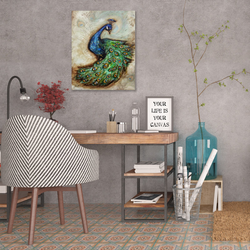 « peacock », reproduction sur toile tendue, H 20 po x l 16 po