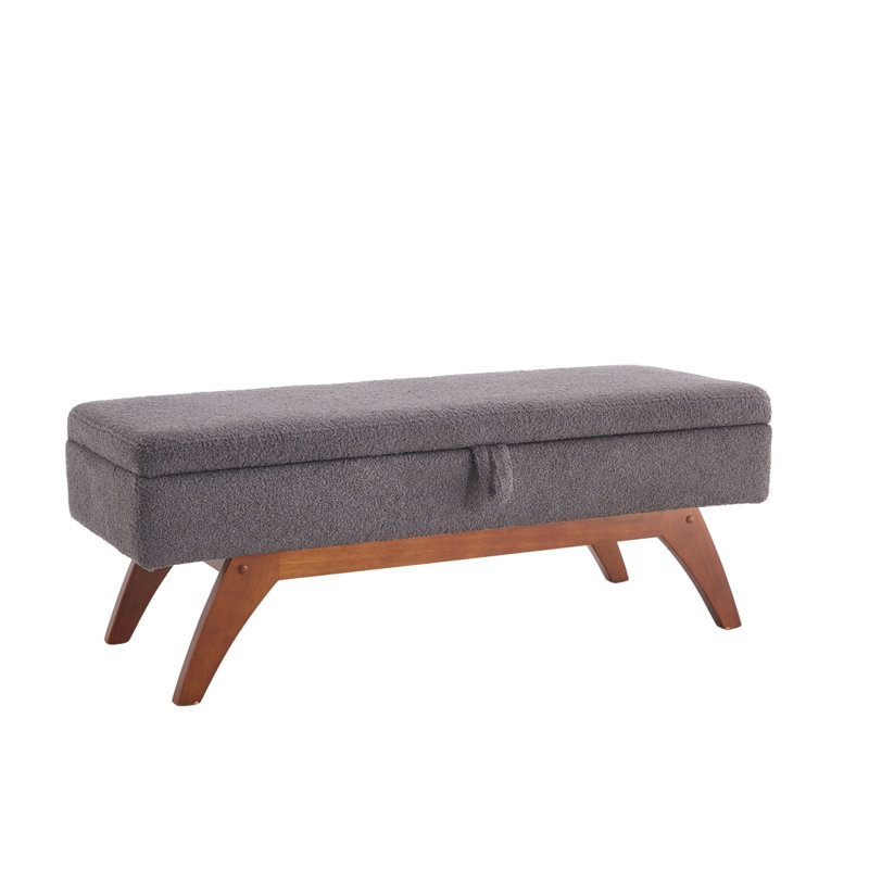 COOLMORE, Solid Wood Feet For Solid Weighing, And Bed End Stool With Storage Function, Beige, Teddy