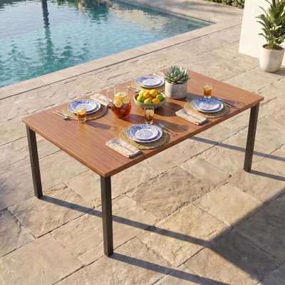 Brown Rectangular Outoor Patio Dining Table