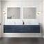 Meuble-lavabo double bleu marine l 84 po x P 22 po, comptoir en marbre de Carrare, ensemble de robinet et miroirs à DEL 36 po