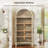 72" H x 31" W Farmhouse Arched Bookcase Wood Storage Display Cabinet With Glass Door & Adjustable Shelves-1669744278