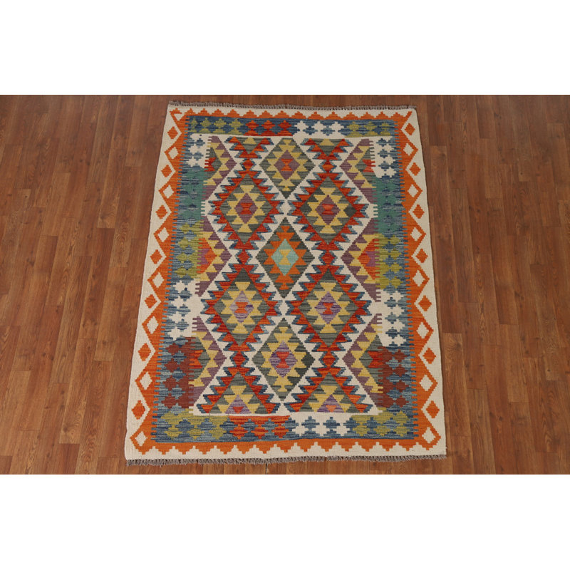 Tapis décoratif géométrique en laine Kilim