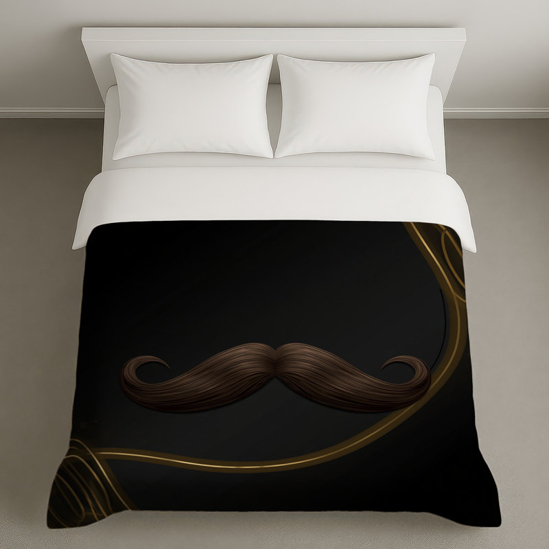 Housses de couette brun avec moustache frisée, King