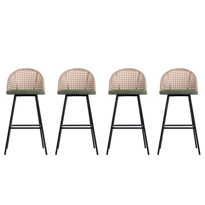 Upholstered Rattan Back Counter & Bar Stool, Green