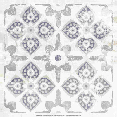 Impression sur toile tendue, médaillon crème gris marine
