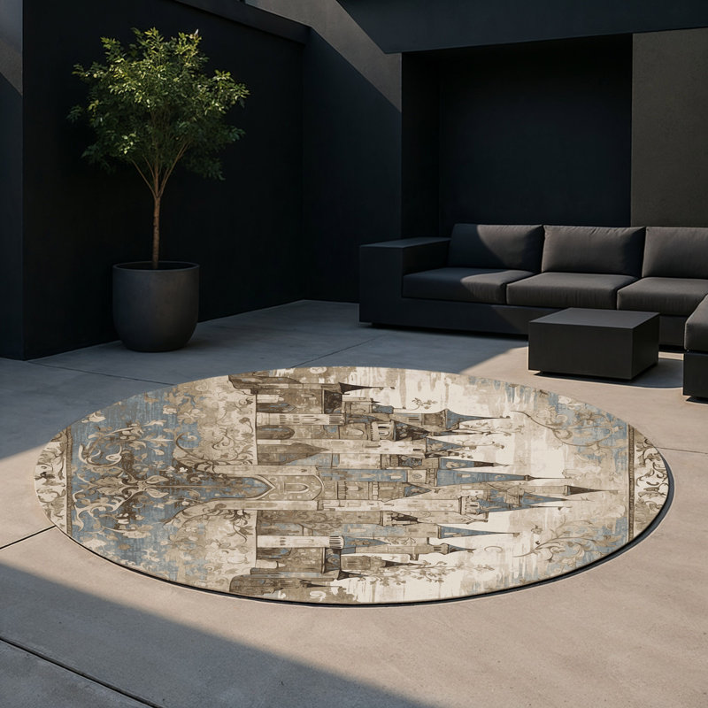 Tapis d'intérieur et d'extérieur Kingdom's Promise, Rond 5 pi