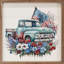 Camion bleu avec drapeau-1129706251