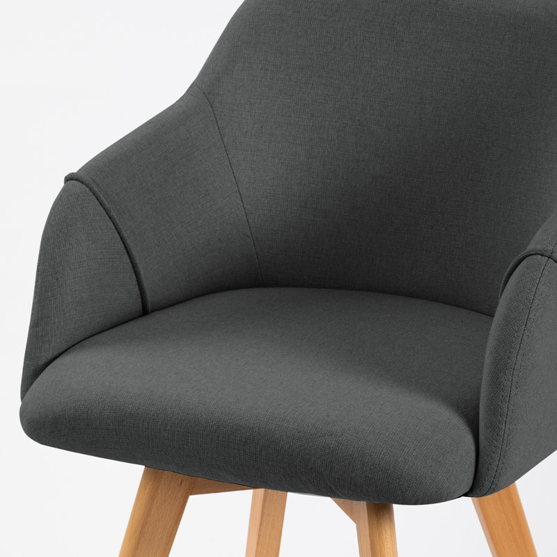 Fegan Swivel Linen Upholstered Back Side Chair, Gray, 2