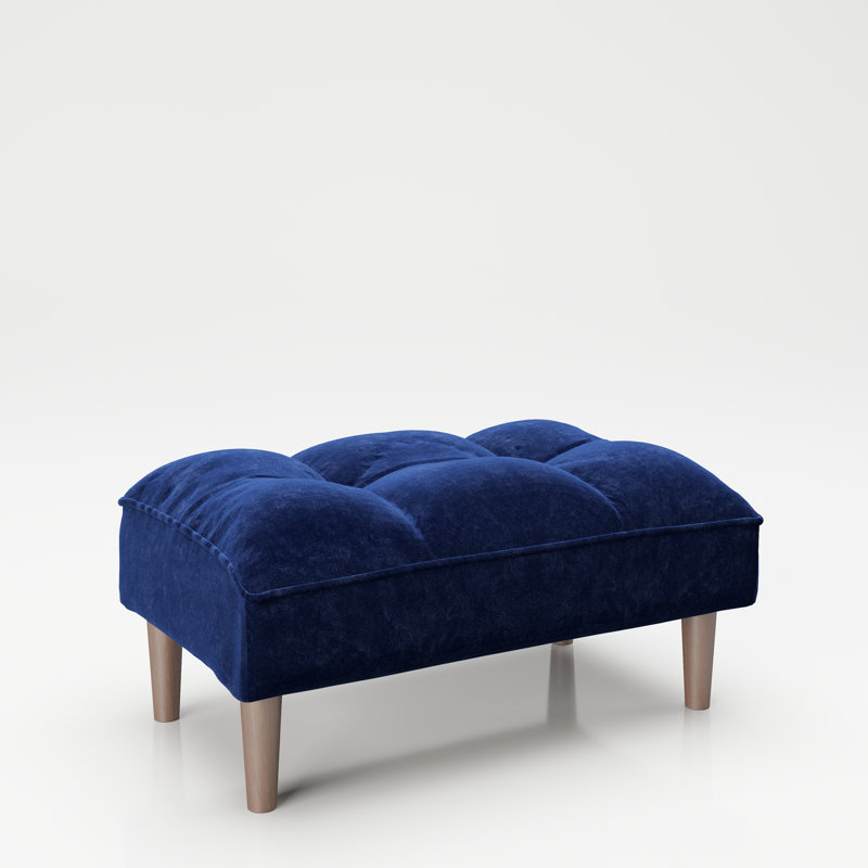 Scarlett 88cm Wide Tufted Rectangle Solid Colour Cocktail Ottoman, Blue