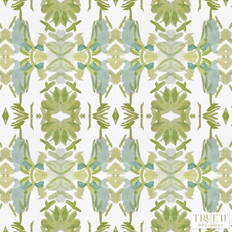 Wildflowers I Small Repeat Luxury Throw, White/Apple Green