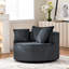 Oversized Round Swivel Accent Chair with Plush Upholstery & Matching Throw Pillows-726196234