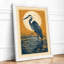 Moonlit Heron Japandi - Framed Print-656985575-656985573