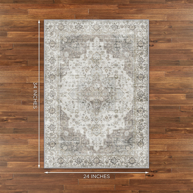 NeverMove Machine Washable Traditional Krista Area Rug, Rectangle 2' x 2'10"