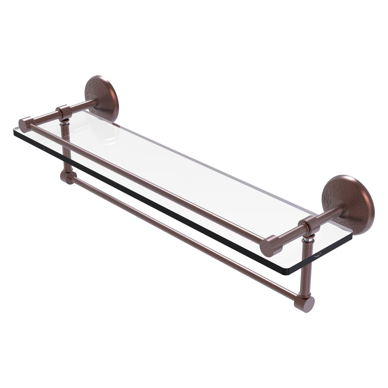 Tilney Bracket Shelf with Towel Bar, Antique Copper, 5'' H X 22'' W X 5.5'' D
