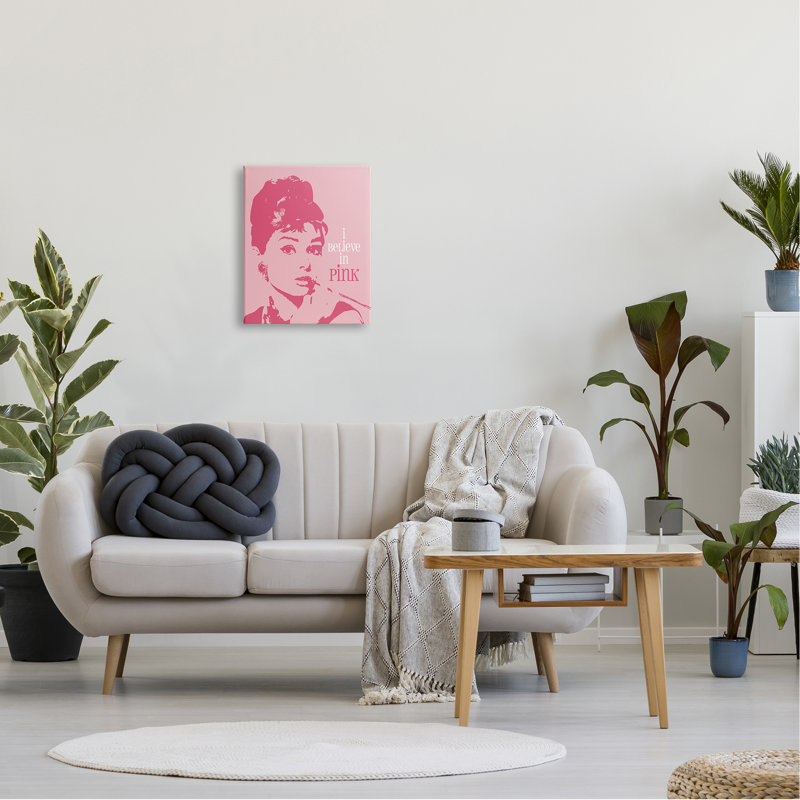 «Believe In Pink» Audrey Hepburn, Plaque murale, L 16 po x H 16 po