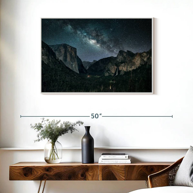 Stargazing At Yosemite, Cadre flottant blanc, 37 po x 25 po