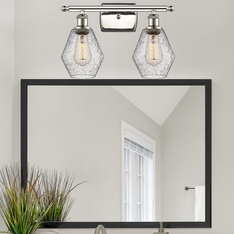 2 - Light Dimmable Vanity Light, Seedy, Polished Nickel